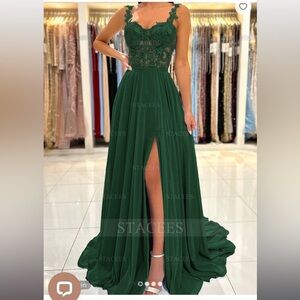 Dark green stacees prom dress size 2